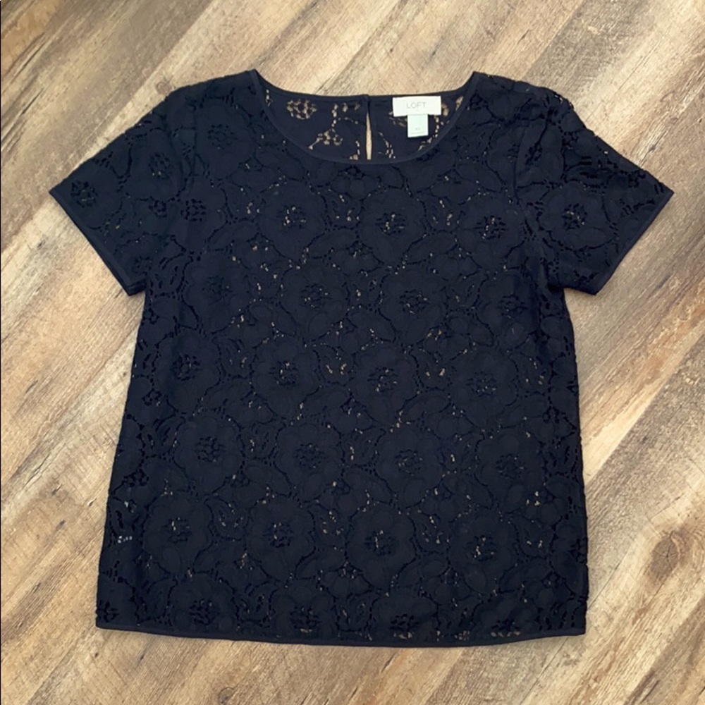 LOFT Black Lace Top